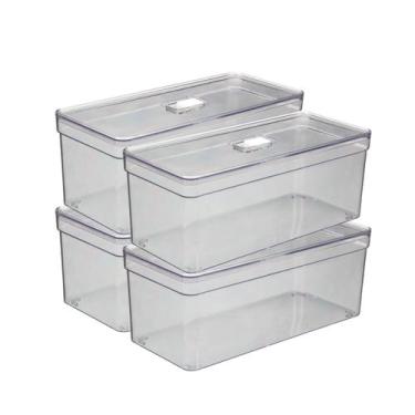 Imagem de Jogo 4 Organizadores Elegance Retangular Com Tampa Resistente - PLASTU