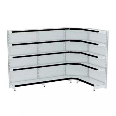 Imagem de Gondola Parede 202 Fit Ate 3 Metros 1 Canto Branco 20b Pe Preto - AMAP