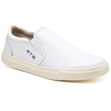 Imagem de Tênis Iate Casual Slip On Couro Masculino Solado Flat Emborrachado Fle
