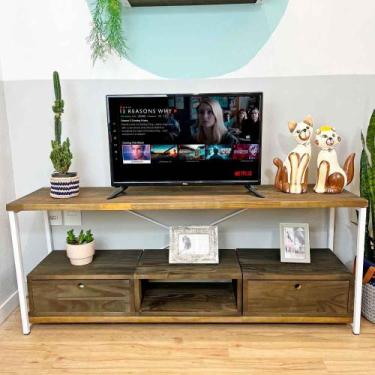 Imagem de Rack de TV Industrial de Ferro e Madeira Style Square 2 Nichos de Gave