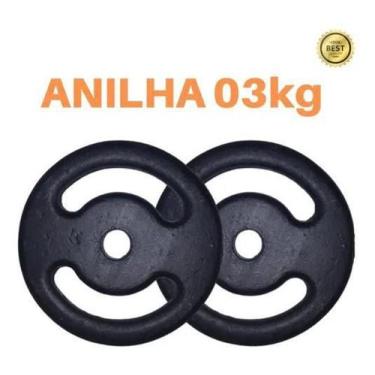 Imagem de Kit 2 X Anilhas Super Premium De 3Kg Ferro Pintada - Anilhas&Cia, 20kg