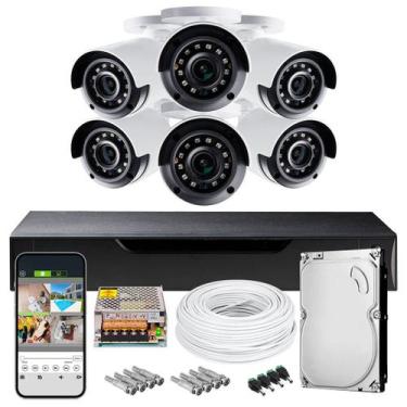 Imagem de Kit cftv 08 canais 06 cameras 1080p 3.6mm hd500gb - POLICFTV