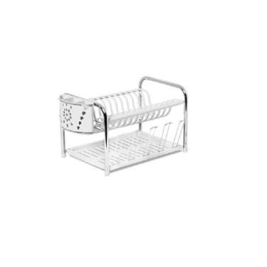 Imagem de Escorredor de Louça duplo com porta copo e talher Master Branco N3914 