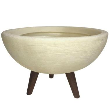 Imagem de Vaso Bacia Com Tripé De Madeira 30cm Para Plantas E Flores - Alpe & Ar
