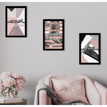 Imagem de Kit Quadros Decorativos de Parede Sala Quarto Abstrato Frases 20x30cm 