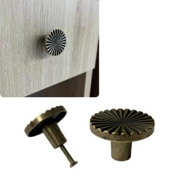 Imagem de Kit 2 Puxador botão flor para móveis - Telis Ferragens, OURO VELHO