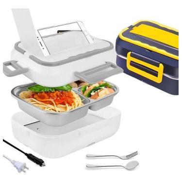 Imagem de 2 em 1 carro casa lancheira elétrica 220v 110v 24v 12v plug aqueciment