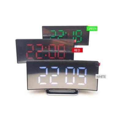 Imagem de Relógio digital de mesa espelhado curvado 6507 - Raffs, Vermelho