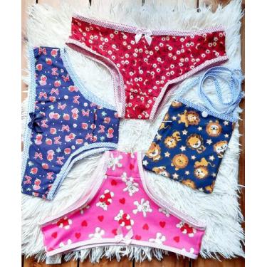 Imagem de Calcinha Infantil Menina Moça Kit com 3 Peças com Bolsinha Revenda - E