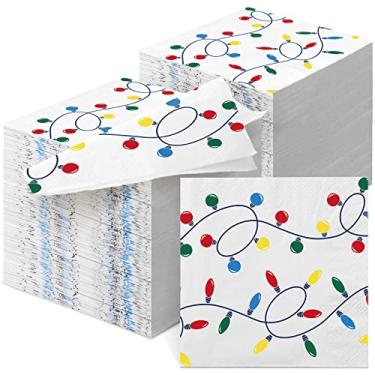 Imagem de Pacote com 200 toalhas de mão descartáveis de Natal para banheiro, guardanapos de Natal, guardanapos de papel decorativos para festa de Natal, casa, cozinha, banheiro (24 x 24 cm)