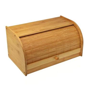 Imagem de Porta Pão Bambu Caixa Guarda Paes Bolo Retangular 38cm - Mimo Style