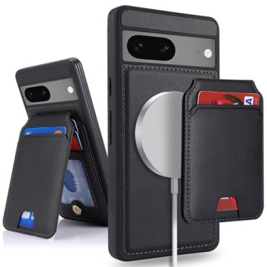 Imagem de SailorTech Capa para Google Pixel 7a com suporte para cartão de crédito, serve para celular Pixel 7a Capa de couro para mulheres compatível com carteira destacável 2 em 1 para homens - preta