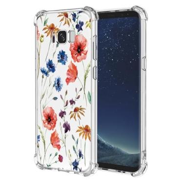 Imagem de JDYGWK Capa para Samsung S8 Galaxy S8 com estampa de flores transparentes, TPU macio, fina, leve, à prova de choque, capa protetora antiarranhões para Samsung Galaxy S8, cor floral