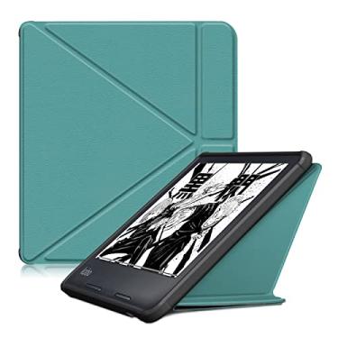 Imagem de Gylint Capa de origami para Kobo Libra de 7 polegadas, capa inteligente de couro mais fina e leve para eReader Kobo com função despertar/hibernar automática - verde