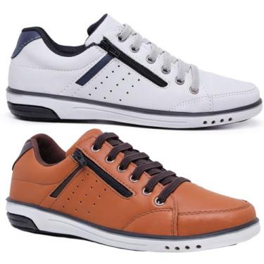 Imagem de Kit 2 Pares Sapatênis Masculino Casual Fechamento Elastico e Ziper - S