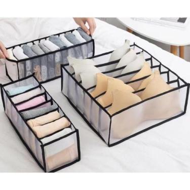 Imagem de KIT 3 Organizador De Gaveta Colméia Dobrável Para Sutiã/Calcinha/Cueca