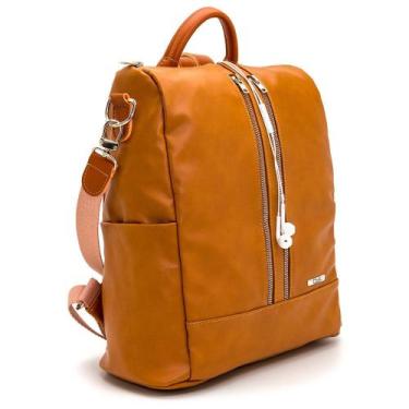 Imagem de Mochila Feminina Couro Media Bolsa De Costa Faculdade Moda - Pinneri, 