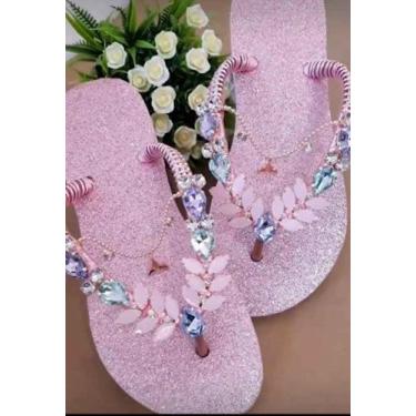 Imagem de Havaianas  personalizadas com pedrarias rosa, Rosa, 37-38