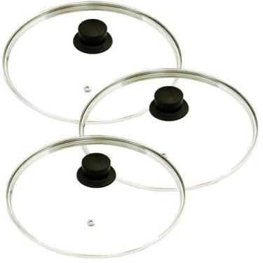 Imagem de Jogo Tampas De Vidro Temperado 16, 22 E 30 Cm Para Panela - Okayshop