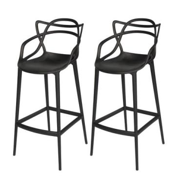 Imagem de Kit 2 Banquetas Allegra Masters Altas Cozinha Bar Pretas - Decoreshop