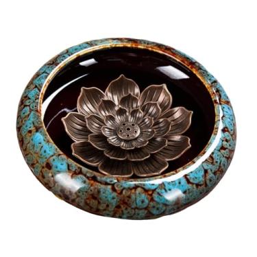 Imagem de WeiLaiKeQi Porta-incenso para palitos, queimador de cone de incenso, porta-incenso de lótus, porta-queimador de incenso, Azul
