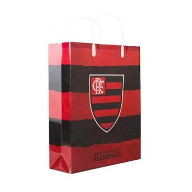 Imagem de Sacola Para Presentes Vermelha Flamengo 33x27cm Oficial - Minas de Pre