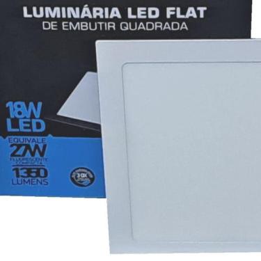 Imagem de Plafon Led 18w 6500k Quadrado Embutir Branco Frio Moderno Eficiente Em