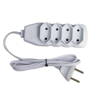 Imagem de Extensão Bipolar 4 Tomadas 10A 1M Slim Branco - Force Line