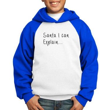 Imagem de Moletom Infantil Santa I can explain - Foca na Moda, Branco, Azul, 2