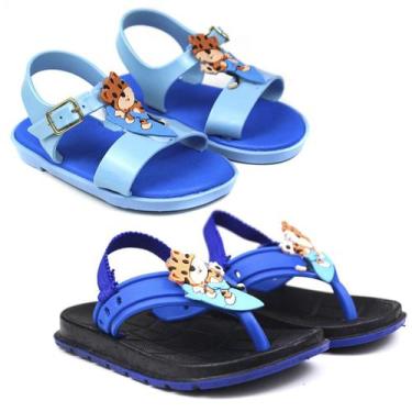 Imagem de Kit de 2 Pares de Sandália Infantil Masculina Confortável para Meninos