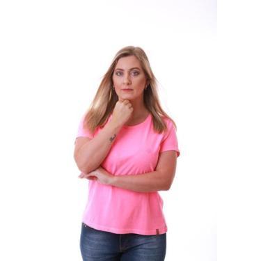 Imagem de Camiseta Feminina Estampa Logomarca Lateral - Rico Sublime, M, Rosa ne