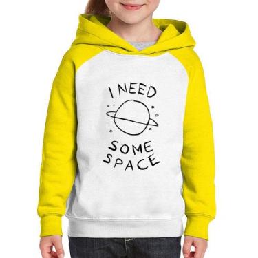 Imagem de Moletom Infantil I Need Some Space - Foca na Moda, Branco, Amarelo, 4