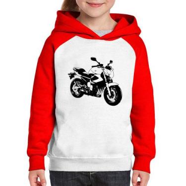 Imagem de Moletom Infantil Moto XJ6 N Art - Foca na Moda, Branco, Vermelho, 10