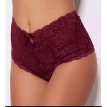 Imagem de Calcinha Cinta Modeladora Pós Parto Cintura Alta Renda Tanga Cinta Com