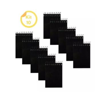 Imagem de Kit 10 Caderneta Bloco De Anotações Preta Folhas Pautadas - Tamoio