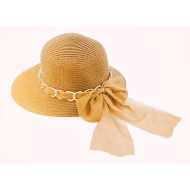 Imagem de Kit 6 Chapeu De Praia Viseira Palha Corrente Feminina Verao - OEM, Ver
