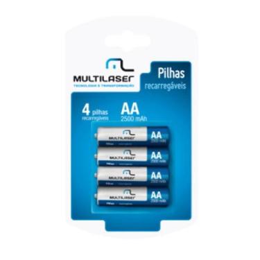 Imagem de 04 Pilhas Aa 2500mah Recarregável Multilaser 1 Cartela Cb052 - A.R Var