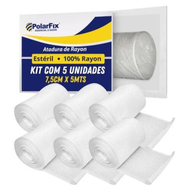 Imagem de Atadura Rayon Bandagem Estéril 7,5cm X 5 Metros 5 Unidades - Polarfix