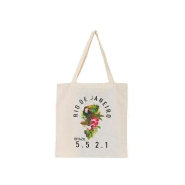 Imagem de Bolsa Feminina Ecobag  100% algodão Estampa +55 21 TROPICAL - CARIOCA 