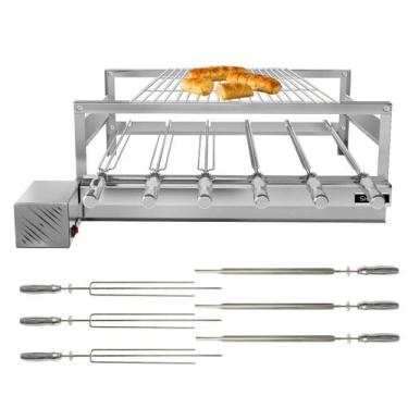 Imagem de Churrasqueira Giratória Grill Inox Gira Soft Grill 6 Espetos + Grelha 