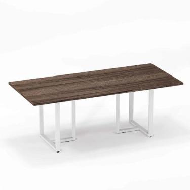 Imagem de Mesa de Reunião Retangular Tubular P25 Pandin 2,6 M Walnut e Branco