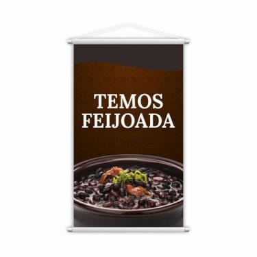 Imagem de Banner Temos Feijoada Restaurante Comida Lona 60x40cm - PlimShop