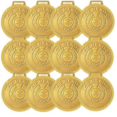 Imagem de Kit com 10 Medalhas Rema Honra Ao Mérito 60mm com Fita Ouro/Prata/Bronze