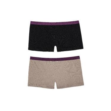 Imagem de Kit 2 Calcinhas Boxer DelRio 8291 Sem Costura, Preto, Quartz, G