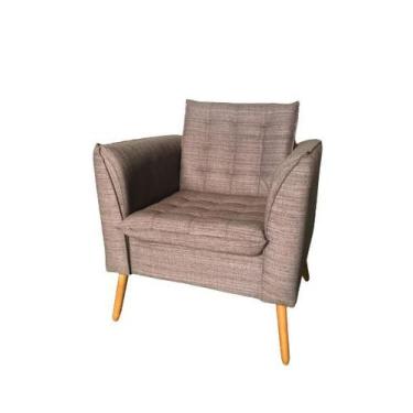 Imagem de Poltrona + Decorativa Phoenix Linho Marrom Frape REC ESTOFADOS