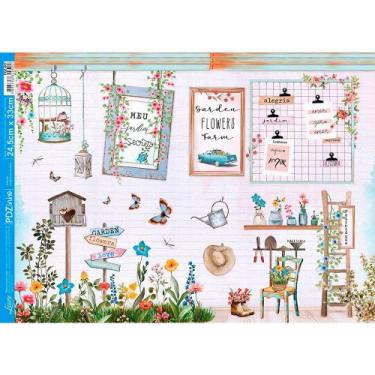 Imagem de Papel Decoupage Litoarte PDZinho-007 Coleção Flores do Campo - 24,5 x 