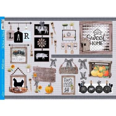 Imagem de Papel Decoupage Litoarte PDZinho-006 Coleção Farm - 24,5 x 33cm