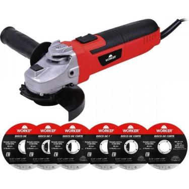 Imagem de Esmerilhadeira Angular 4.1/2  650w 127v - Worker + 6 Discos, 110V