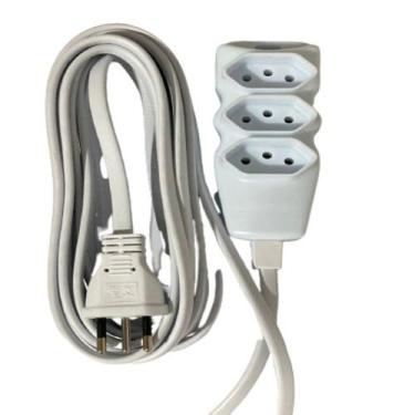 Imagem de Extensão Elétrica Branco 5m 3 Pinos 10a 3 Tomadas Megatron