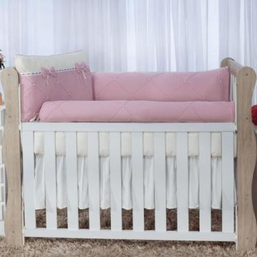 Imagem de Kit enxoval para berço bebê pérola rosê menina - MEDINA CONFECÇÕES